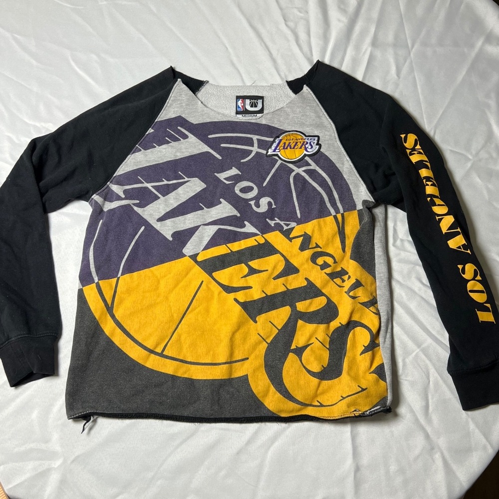 NBA Los Angeles Lakers Deconstructed Graphic Sweatshirt Black Grey Medium‎
